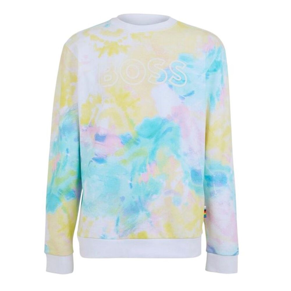 Boss Mens Tie Dye Regular Sweatshirt / White